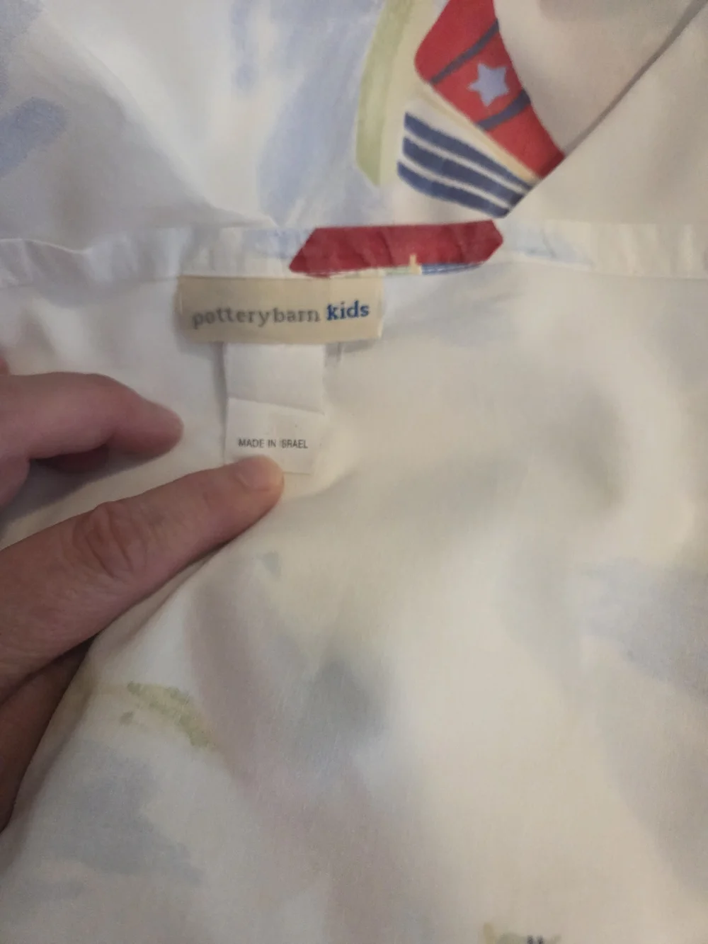 Pottery Barn Kids Red, Blue & White Sailboat Twin Flat Sheet & Pillow Case